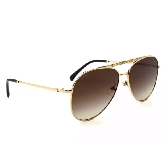 chanel gold aviators